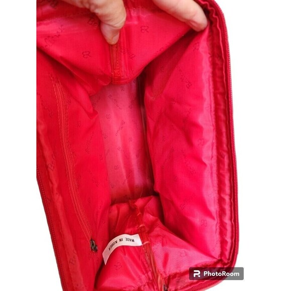 Vintage Belle Rose Ostrich Leather Red Korean Purse Medium Detachable Strap NEW - Picture 9 of 14